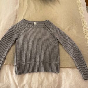 Grey J Crew ribbed knit crew neck sweater with zip XS